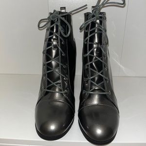 Metallic Grey Combat Heel boots